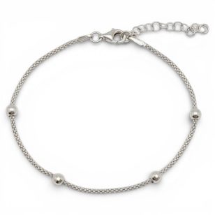 Silver engraved ball bracelet