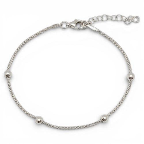 Silver engraved ball bracelet