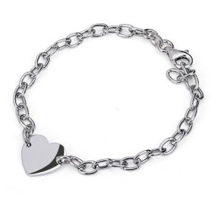 Silver heart bracelet, engravable