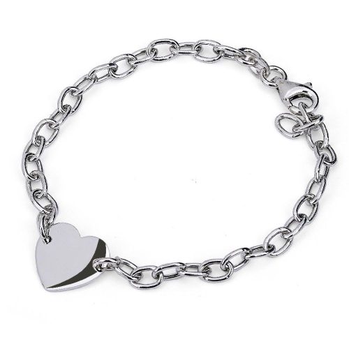 Silver heart bracelet, engravable