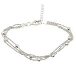 Three-row silver bracelet with beads