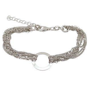 Six-strand silver bracelet with loop pendant