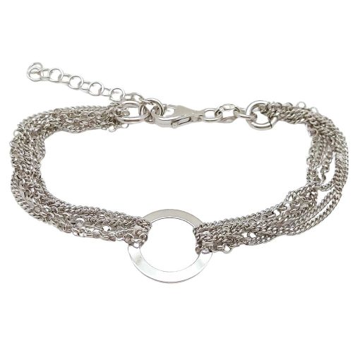 Six-strand silver bracelet with loop pendant