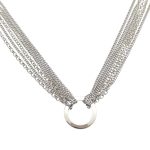 Six-strand silver pendant necklace