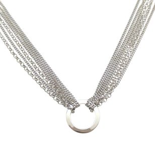 Six-strand silver pendant necklace