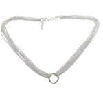 Six-strand silver pendant necklace