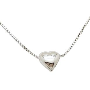 Silver cube chain with heart pendant