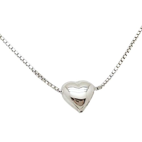 Silver cube chain with heart pendant