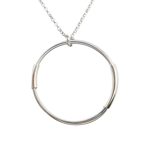 Silver chain with large loop pendant