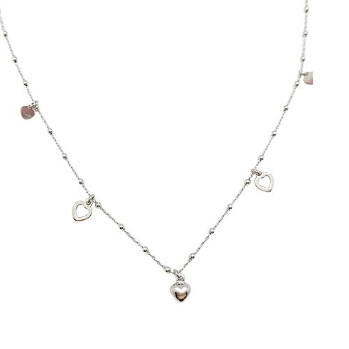 Silver chain with heart charms