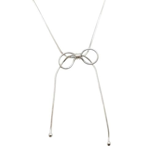 Silver necklace with bow
