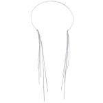 Silver rigid open Choker necklace with dangling strands