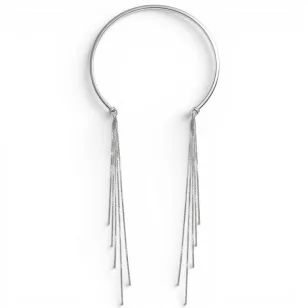 Ezüst merev nyitott choker nyaklánc lógó szálakkal