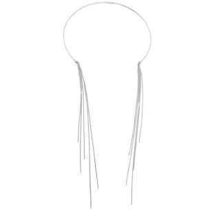 Silver rigid open Choker necklace with dangling strands