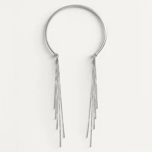 Ezüst merev nyitott choker nyaklánc lógó szálakkal