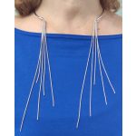 Silver rigid open Choker necklace with dangling strands