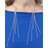 Silver rigid open Choker necklace with dangling strands