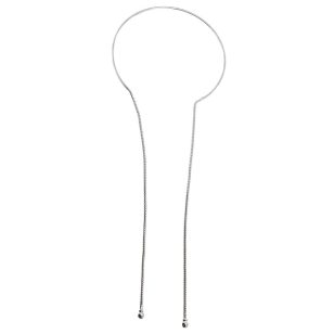 Silver rigid open Choker necklace with dangling strands