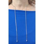 Silver rigid open Choker necklace with dangling strands