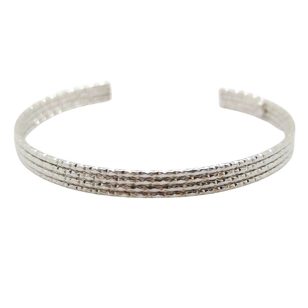 Silver half-circle open bangle