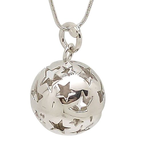 Silver belly bell pendant with sparkling stars