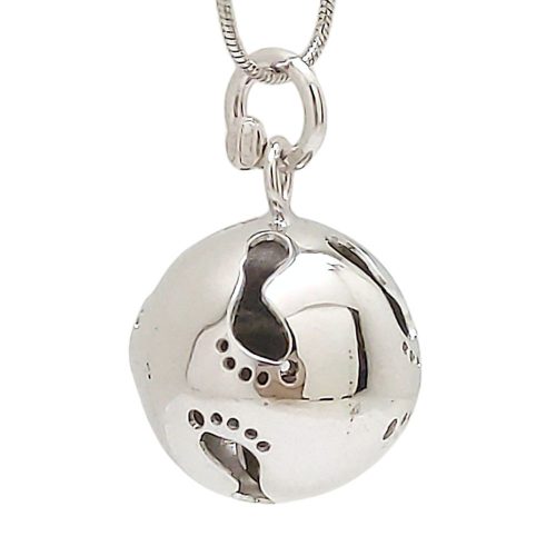 Silver belly bell pendant with baby footprint