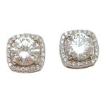 Silver stud earrings with sparkling stones