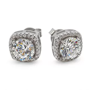 Ezüst bedugós fülbevaló csillogó kövek