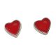 Red heart silver earrings 6 mm