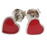Red heart silver earrings 6 mm