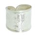 Silver band ring / Wide band with tulip pattern, smaller size