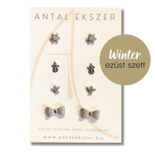 Winter silver earrings set