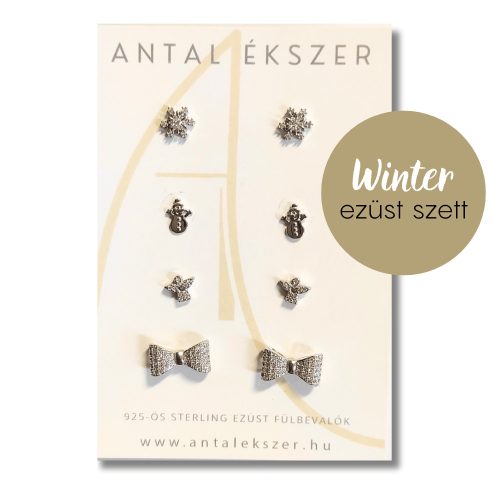 Winter silver earrings set