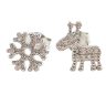 Silver snowflake and reindeer mismatched earrings