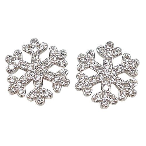 Silver snowflake earrings with stones
