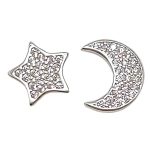 Silver star and moon mismatched earrings
