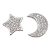 Silver star and moon mismatched earrings