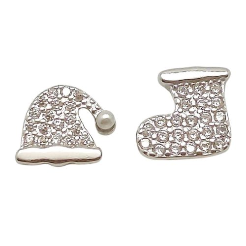 Silver boots and hat mismatched earrings