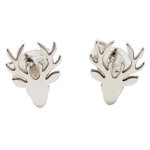Silver reindeer stud earrings