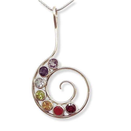 Silver spiral chakra pendant