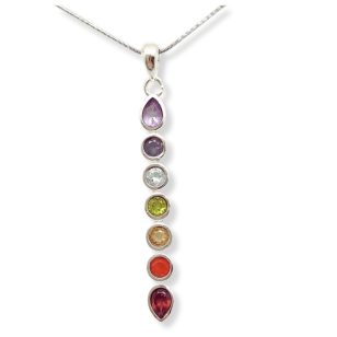 Silver pendant with hanging chakra