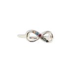 Silver ring with infinity symbol and colorful zirconia