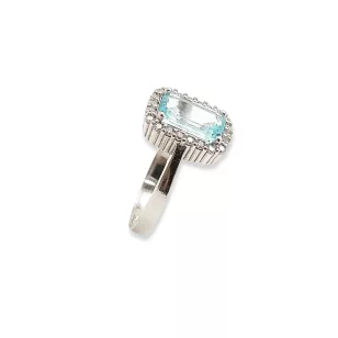 Light blue square stone silver ring