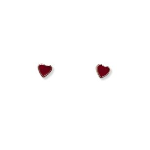 Red heart rose gold mini earrings 3 mm