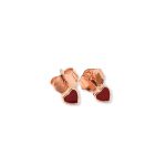 Red heart rose gold mini earrings 3 mm