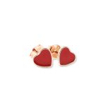 Red heart rose silver earrings 5 mm