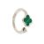Green clover open silver ring