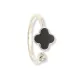 Black clover open silver ring