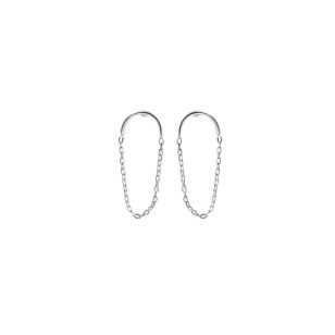 Silver semicircle chain earrings