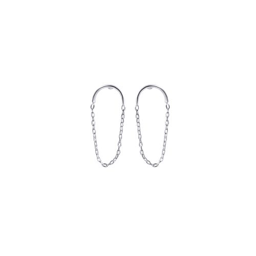 Silver semicircle chain earrings